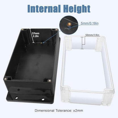 Project Box IP65 Waterproof ABS Plastic Electrical Junction Box with Clear Cover Enclosure with Fixed Ear, Black 7.8"x 4.7"x 4.4"(200x120x113mm)(Pack of 1) - color: 1 pack, size: 7.8"x 4.7"x 4.4"