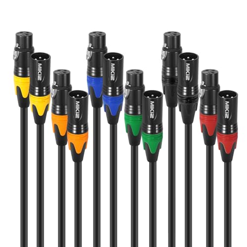 XLR Microphone Cables 1 ft Short 6 Packs -Premium XLR Jumper Cords - size: 6-Pack 1ft