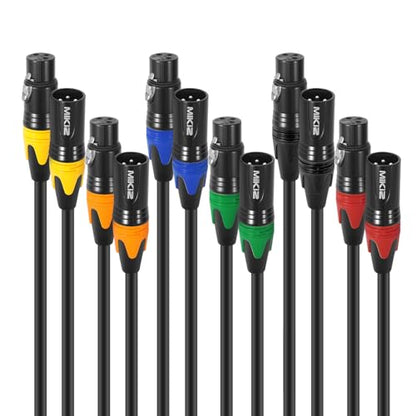 XLR Microphone Cables 1 ft Short 6 Packs -Premium XLR Jumper Cords - size: 6-Pack 1ft