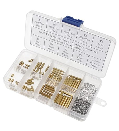 200PCS M2 Brass Male-Female Hex Standoffs Kit w/ 304 SS Screws & Nuts - size: M2