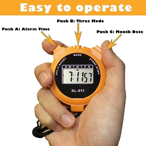 6-Pack Multi-Function Electronic Digital Sport Stopwatch Timer, Large Display with Date Time and Alarm Function, Sports Coaches Fitness Coaches and Referees