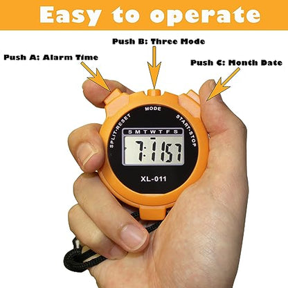 6-Pack Multi-Function Electronic Digital Sport Stopwatch Timer, Large Display with Date Time and Alarm Function, Sports Coaches Fitness Coaches and Referees