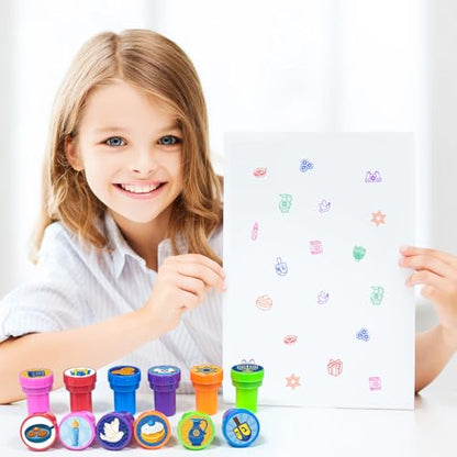 Cinrobiye 24 Pcs Hanukkah Stampers Party Favor Set, Cute Jewish Holiday Stamps for Kids Hanukkah Celebration, Classroom Rewards, Goody Bag Fillers, Holiday Party Supplies - color: Hanukkah