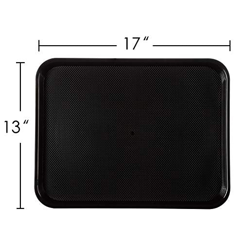 Eslite Rectangular Plastic Serving Trays, Black, Set of 6 - color: Black