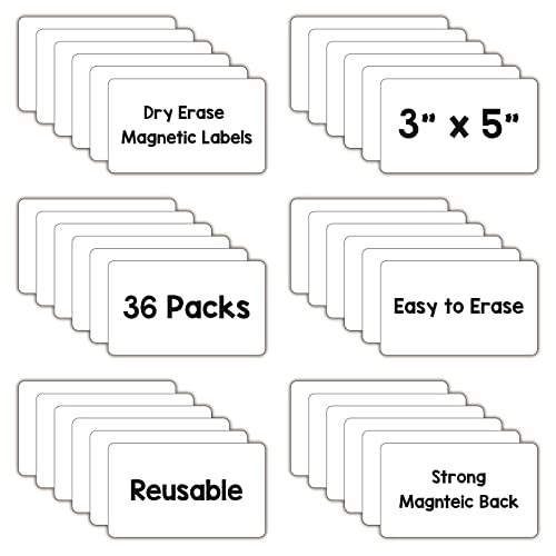 IMAGAME Dry Erase Magnets, Blank Magnetic Dry Erase Lables, 36Pack, 3" x 5" - size: 3" x 5" Blank