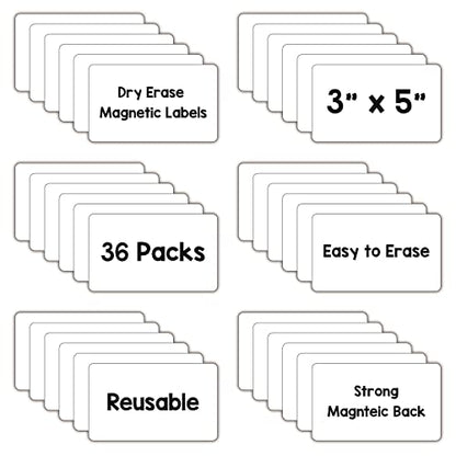 IMAGAME Dry Erase Magnets, Blank Magnetic Dry Erase Lables, 36Pack, 3" x 5" - size: 3" x 5" Blank
