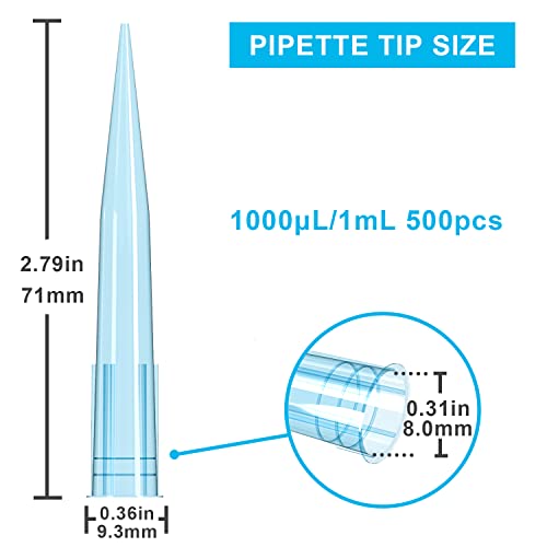 ONiLAB 1000µL Universal Pipette Tips, 500 Pcs, Autoclavable - size: 1mL(500PCS)