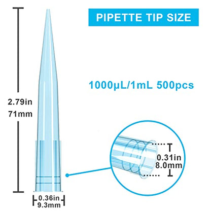 ONiLAB 1000µL Universal Pipette Tips, 500 Pcs, Autoclavable - size: 1mL(500PCS)