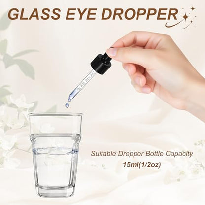 PATIKIL Glass Eye Dropper w/Measurement mark for 1,2oz Glass Bottles 10Pcs - color: Black/Black Top, size: 1/2oz