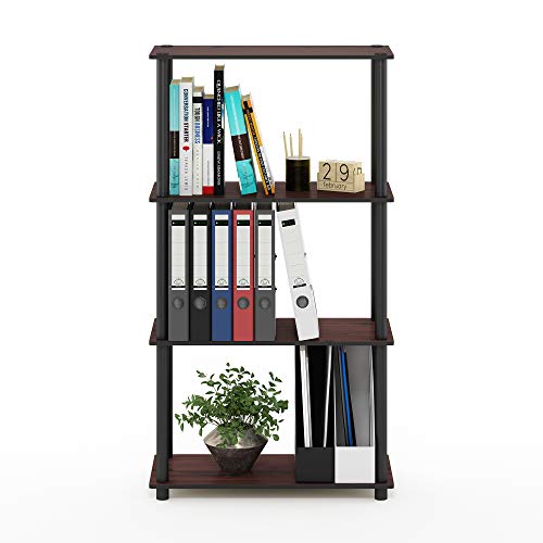 Furinno Turn-N-Tube Toolless 4-Tier Storage Shelves, Dark Cherry - color: Dark Cherry/Black, size: 4-Tier Round Tube
