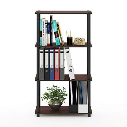 Furinno Turn-N-Tube Toolless 4-Tier Storage Shelves, Dark Cherry - color: Dark Cherry/Black, size: 4-Tier Round Tube
