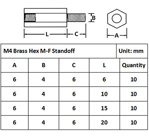 160pcs M4 Male-Female Brass Hex Spacer Standoff/Screw Nut Assortment Kit - size: M4