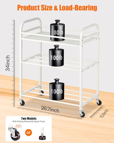 AHOWPD 3D Printer Filament Storage Rack, Rolling Cart for 40pcs Filaments - color: White