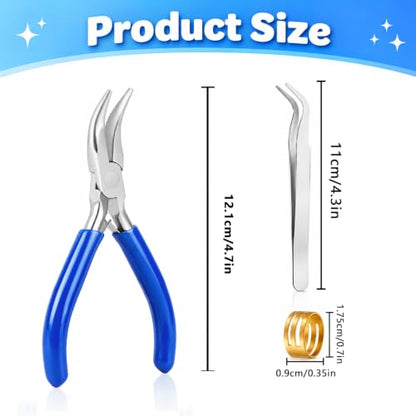 Bent Nose Pliers，Bent Chain-Nose for Crafting and Repair - color: Dark Blue-bent Nose Pliers