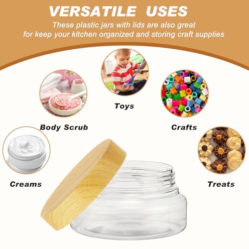 24 Pack Plastic Cosmetic Jars with Lids Label, 5 oz, Clear,Light Beech - color: Clear,Light Beech, size: 5 oz