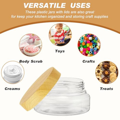 24 Pack Plastic Cosmetic Jars with Lids Label, 5 oz, Clear,Light Beech - color: Clear,Light Beech, size: 5 oz