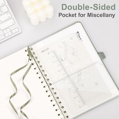 AHGXG Dotted Journal, 140 Pages, A5 (5.7" x 8.3") - color: Sage Green, style: A5-Dotted