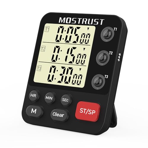 Digital Dual Kitchen Timer, Multiple Channels Countdown Timer - color: Black