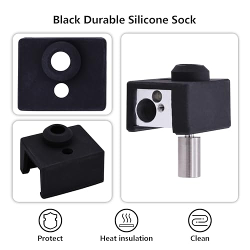 Creality 300℃ High Temperature Heat Block Kit for Ender-3S1, 3D Printer Heating Block Titanium Alloy Throat Tube 3 Silicone Socks and 5 PCS Nozzle Kit for Ender 3 S1/S1 Pro/Plus, CR-10 Smart Pro