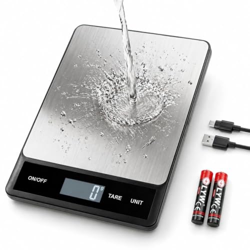 33LB/15KG Digital Kitchen Scale, USB Rechargeable Stainless Steel