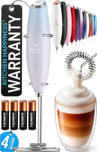 Zulay Kitchen Powerful Milk Frother Wand With Duracell Batteries - Ultra Fast Handheld Drink Mixer - Electric Whisk Foam Maker for Coffee, Lattes, Cappuccino & Matcha - Z1 Motor - Cloud - color: 09 - Cloud, size: Z1 Motor + Batteries