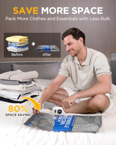 Vacuum Storage Bags, Vacuum Seal Bags for Clothing, Travel Vacuum Bags with Electric Pump, Space Saver Bags for Travel, Reusable Compression Bags, 15-Combo Set - size: 15 Combo Set