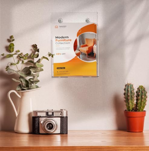 FUCDTEFC Acrylic Brochure Holder 8.5x11 & 4 x9 Inches, Clear 2 Tier Literature Magazine Stand Brochure Display Stand w Removable Divider Universal, Pamphlet Flyer Holder for Wall Mount or Countertop - size: 1 Pack 2-Tier Brochure Holder