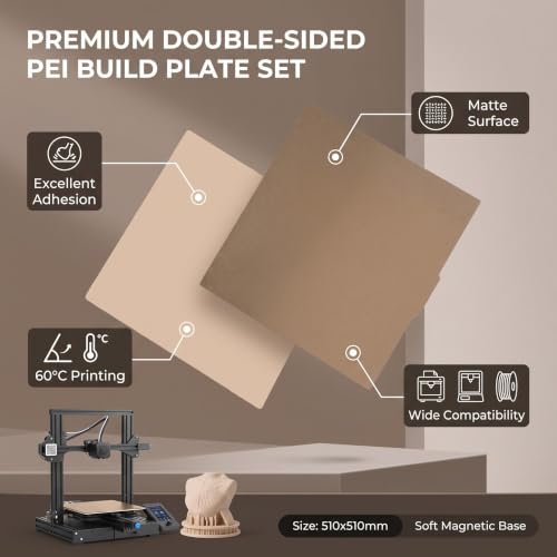 510x510mm Textured PEI Spring Steel Build Plate Flexible Magnetic Bed for CR-10 S5 3D Printer and Print Surface