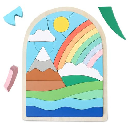 Montessori Wooden Shape Puzzles (Rainbow) - Over 3 Years Old - color: Rainbow