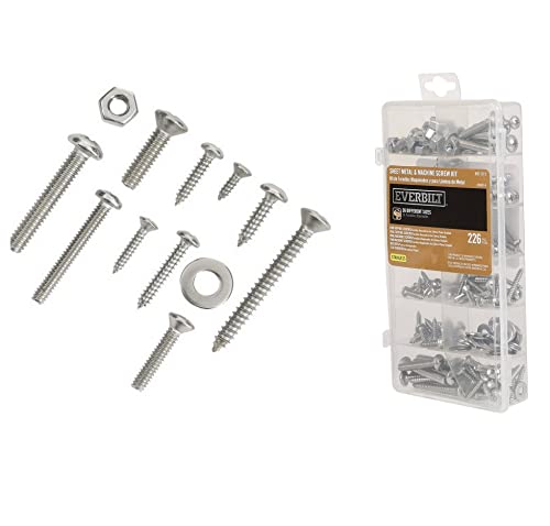 226 Pieces Stainless Steel Sheet Metal Screw Assortment & Machine Screws 36 Different Sizes of Flat, Oval, Pan, Hex Head Phillips Self Tapping Screws Hardware for Wood, Metal or Fiberglass