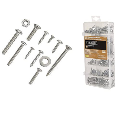 226 Pieces Stainless Steel Sheet Metal Screw Assortment & Machine Screws 36 Different Sizes of Flat, Oval, Pan, Hex Head Phillips Self Tapping Screws Hardware for Wood, Metal or Fiberglass