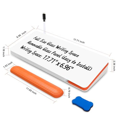 Desk Whiteboard Dry Erase Glass Desktop Whiteboard with Calculator, Desk Board with Keyboard Stand for Office or School
