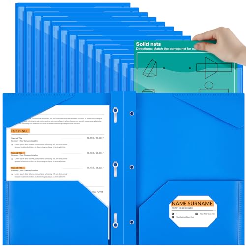 Henoyso 36 Pcs Plastic Folder with Clear Front Pocket, Blue - color: Blue