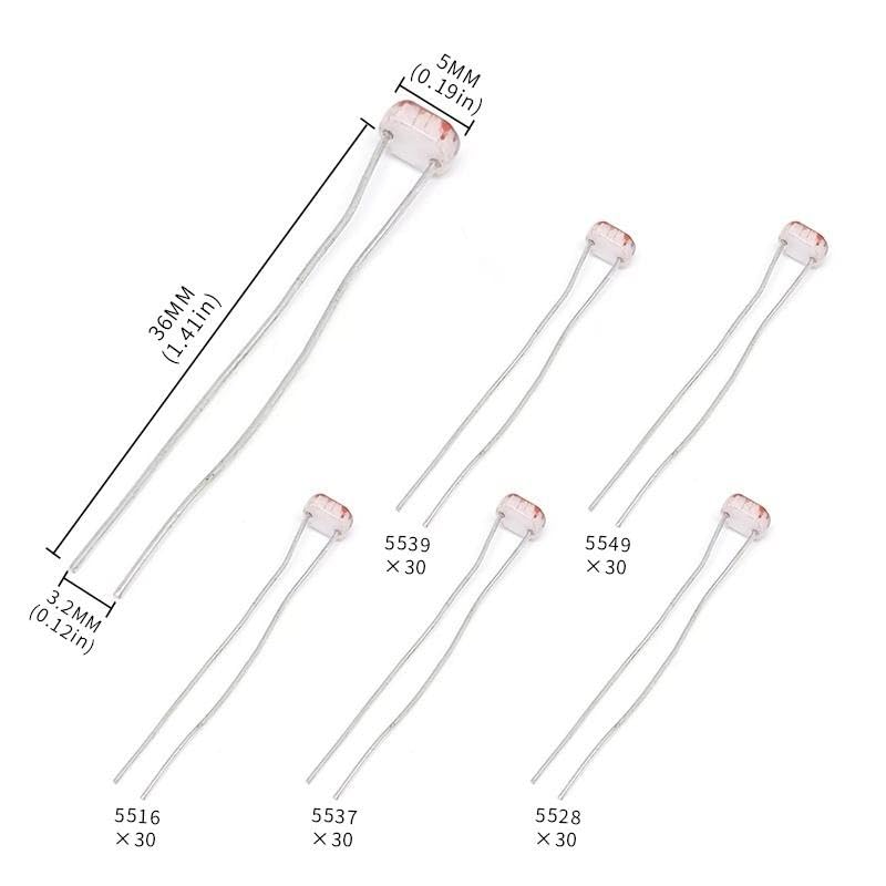 5Values 150pcs Photoresistor Kits 5516 5537 5528 5539 5549 LDR Resistor