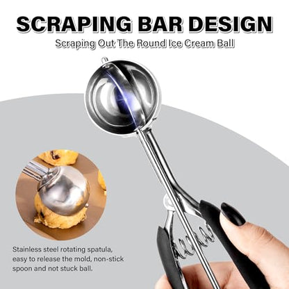 Cookie Scoop 2 Tbsp for Baking, Professional Stainless Steel Ice Cream Scoop 44mm, Melon Baller Muffin Scoop, Good Soft Grips, Quick Trigger Release, 30ml (2 Tablespoon) - size: 2 tbsp (44 mm)