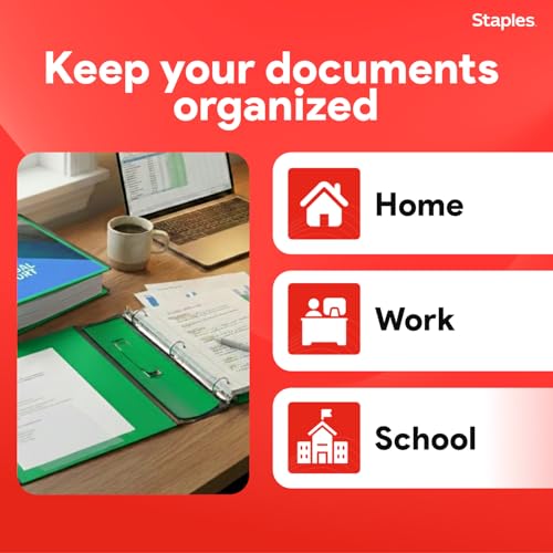 Staples Heavy-Duty 3-Inch D-Ring Binder, Green, 600 Sheets - color: Green, size: 3-Inch