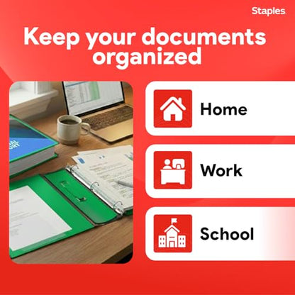 Staples Heavy-Duty 3-Inch D-Ring Binder, Green, 600 Sheets - color: Green, size: 3-Inch
