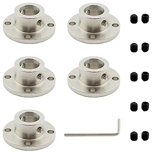 5 Pack Flange Coupling Connector, TTZEZE Rigid Guide Steel Model Coupler Accessory, Shaft Axis Fittings for DIY RC Model Motors,High Hardness Coupling Connector with Set Screws and Wrench (12mm(1/2")) - color: 12mm(1/2")