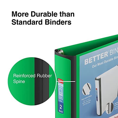 Staples Heavy-Duty 2-Inch D-Ring Binder, Green, Holds 540 Sheets - color: Green, size: 2-Inch