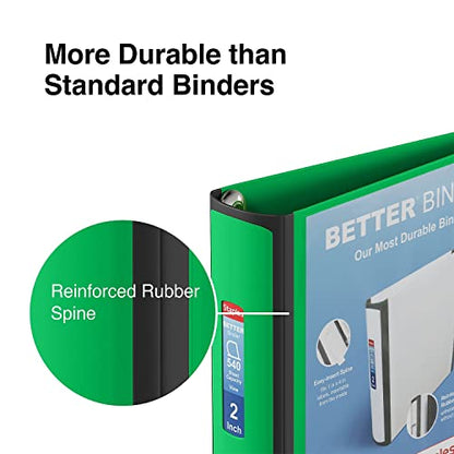 Staples Heavy-Duty 2-Inch D-Ring Binder, Green, Holds 540 Sheets - color: Green, size: 2-Inch
