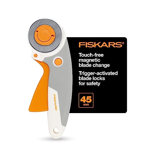 Fiskars 45mm Curved Stick Easy-Change SoftGrip Rotary Cutter for Fabric - color: Easy Change, size: 45mm