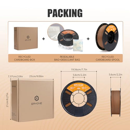 ERYONE Matte PLA Basic 3D Printer Filament 1.75 +/- 0.03mm, Matte Filament 1KG(2.2LBS) Spool, Chocolate Brown - color: Lite Matte Chocolate Brown