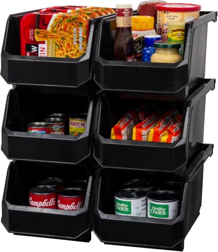 Akro-Mils ReadySpace Large Stackable Plastic Storage Bins, 6-Pack, Black - color: Black, size: Large, 6-Pack