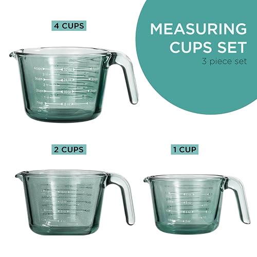 COOK WITH COLOR Glass Measuring Cups - Ideal for Cooking and Baking, Green - color: Green