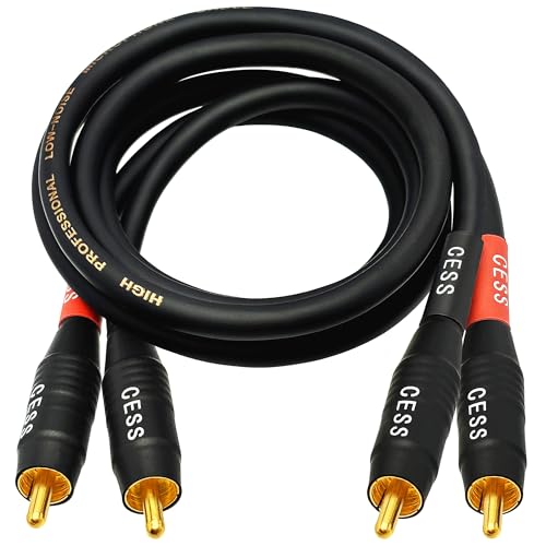 CNCESS Waterproof RCA Male to Male Cable, 2-Pack (2 Feet) - size: 2 FT