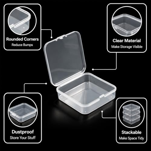 4PCS Small Plastic Box Small Storage Containers Clear Mini Case with Lid