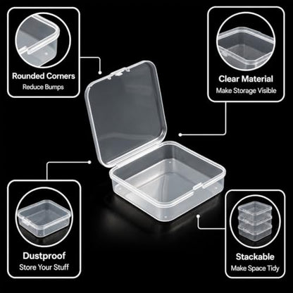 4PCS Small Plastic Box Small Storage Containers Clear Mini Case with Lid