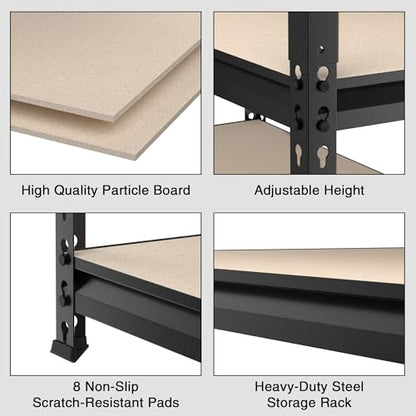 WORKPRO 5-Tier Adjustable Metal Shelving, 2500‑LBS Load, 48”W x 72”H x 24”D - size: 48”W x 72”H x 24”D Particle Board
