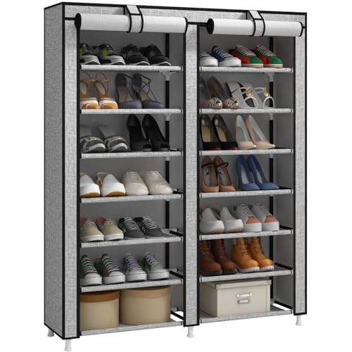 JIUYOTREE 7-Tier Shoe Rack Shoe Storage Organizer Ash Gray - color: Ash Grey