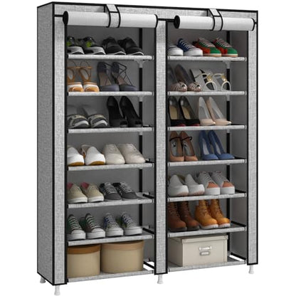 JIUYOTREE 7-Tier Shoe Rack Shoe Storage Organizer Ash Gray - color: Ash Grey